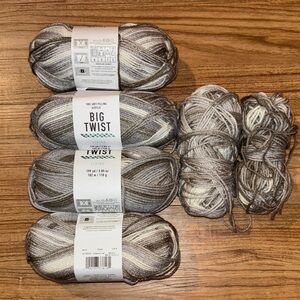 Set of 4 Big Twist Living Yarn Skeins in Charcoal Variation (NWT)